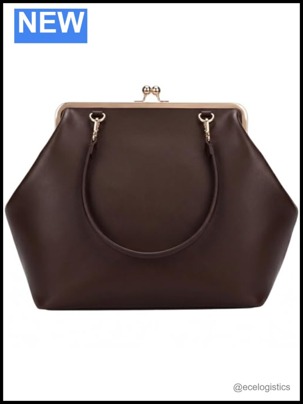 Kiss Lock Frame Handbag PU Leather Shoulder Tote Hobo Clutch Purse